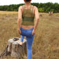 Green See Through Top, Fishnet Cropped Cover-Up