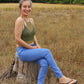 Green See Through Top, Fishnet Cropped Cover-Up