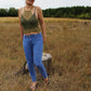 Green See Through Top, Fishnet Cropped Cover-Up