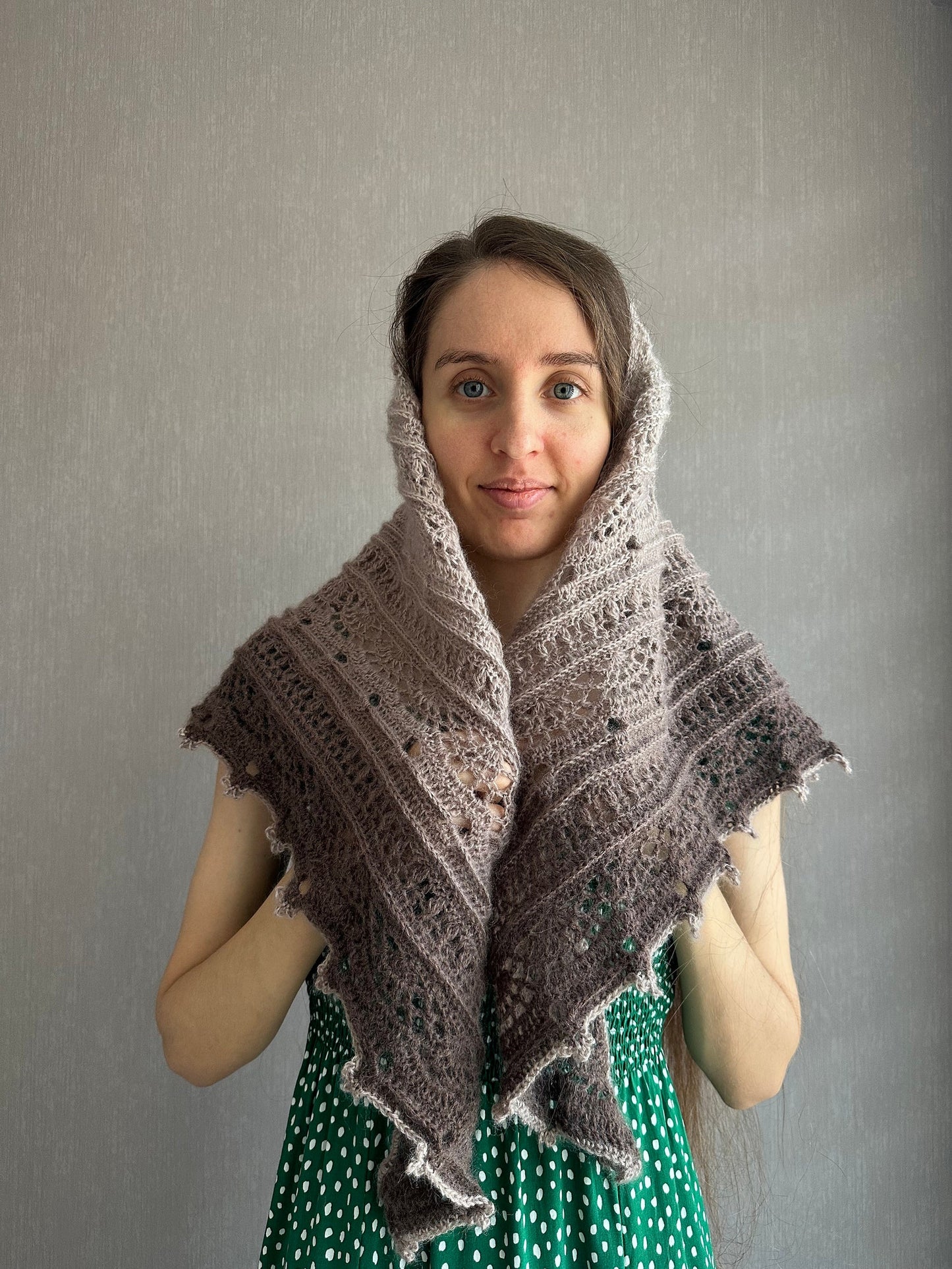 Alpaca Triangle Shawl, Crochet Wrap, Gradient Scarf, Evening Cover Up