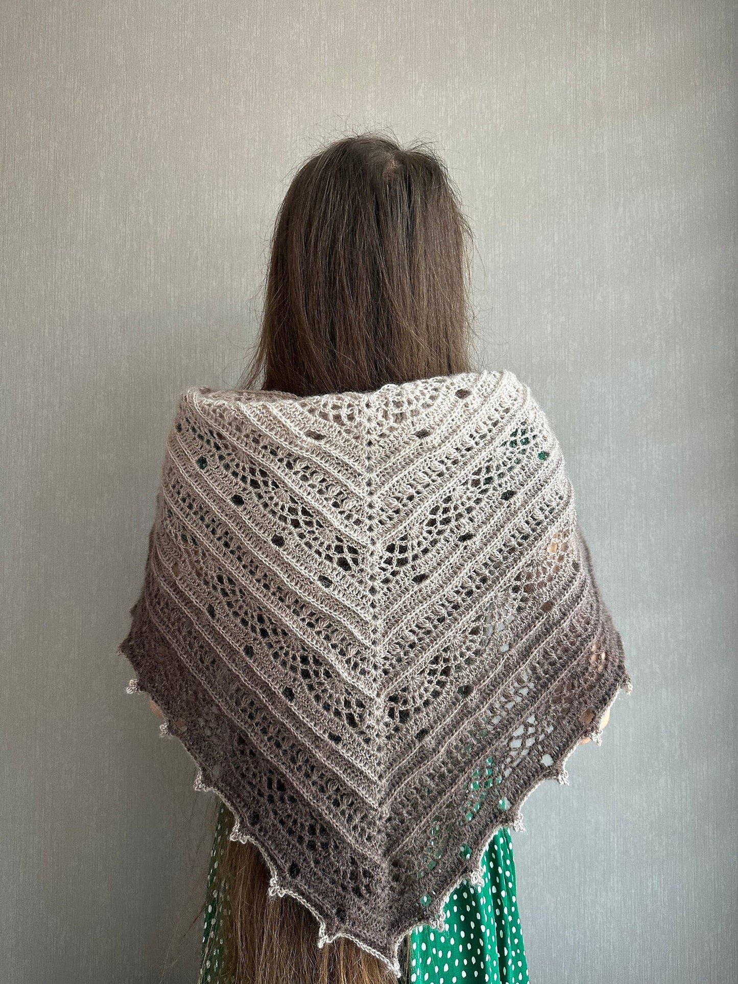 Alpaca Triangle Shawl, Crochet Wrap, Gradient Scarf, Evening Cover Up