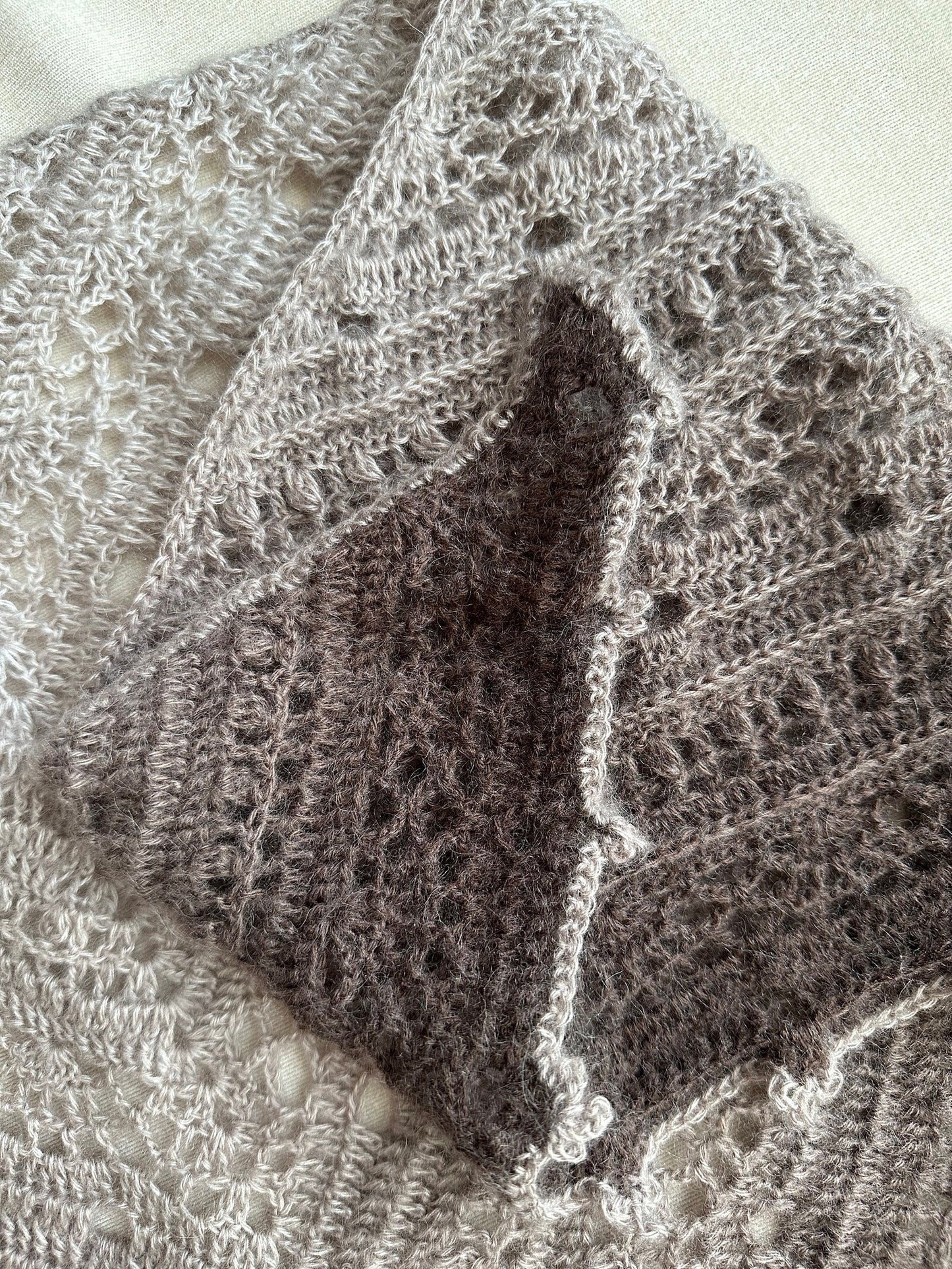 Alpaca Triangle Shawl, Crochet Wrap, Gradient Scarf, Evening Cover Up