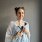 White Pelerine, Capelet with ties, Romantic Wedding Cover-up