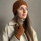 Hip Hop Style Knitted Winter Hat with Distressed Holes, Brown Melon-Shaped Beanie