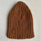 Hip Hop Style Knitted Winter Hat with Distressed Holes, Brown Melon-Shaped Beanie