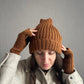 Unisex Brown Knitted Hat, 100% Merino Wool Hat