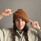 Unisex Brown Knitted Hat, 100% Merino Wool Hat