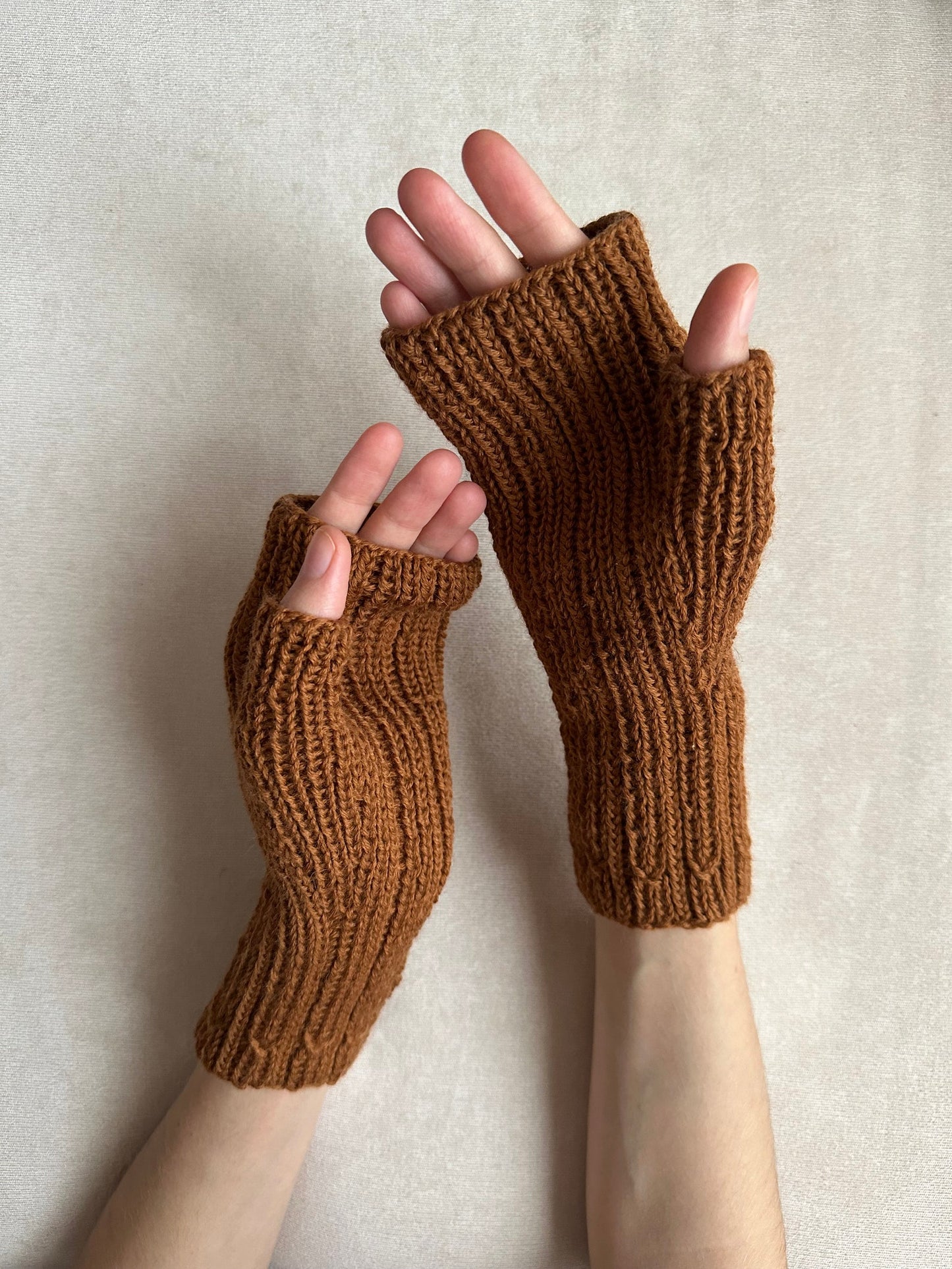 Brown Merino Mittens, Fingerless Gloves