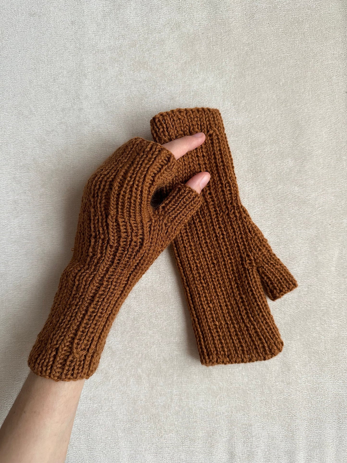 Brown Merino Mittens, Fingerless Gloves