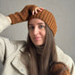 Hip Hop Style Knitted Winter Hat with Distressed Holes, Brown Melon-Shaped Beanie