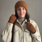 Unisex Brown Knitted Hat, 100% Merino Wool Hat