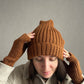 Unisex Brown Knitted Hat, 100% Merino Wool Hat