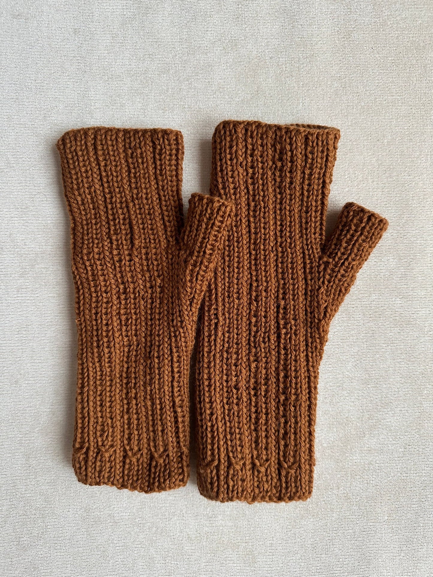 Brown Merino Mittens, Fingerless Gloves