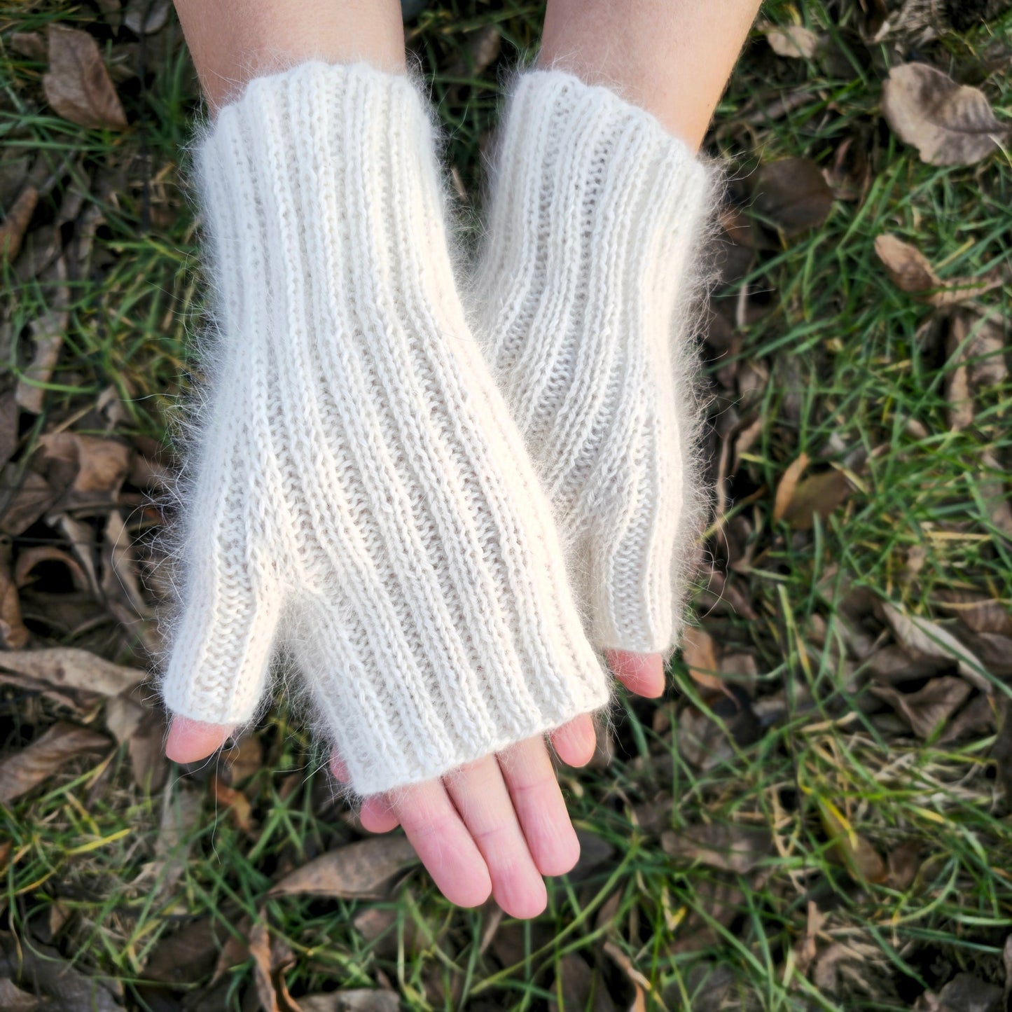 White Stretchy Fingerless Gloves, Texting Driving gloves