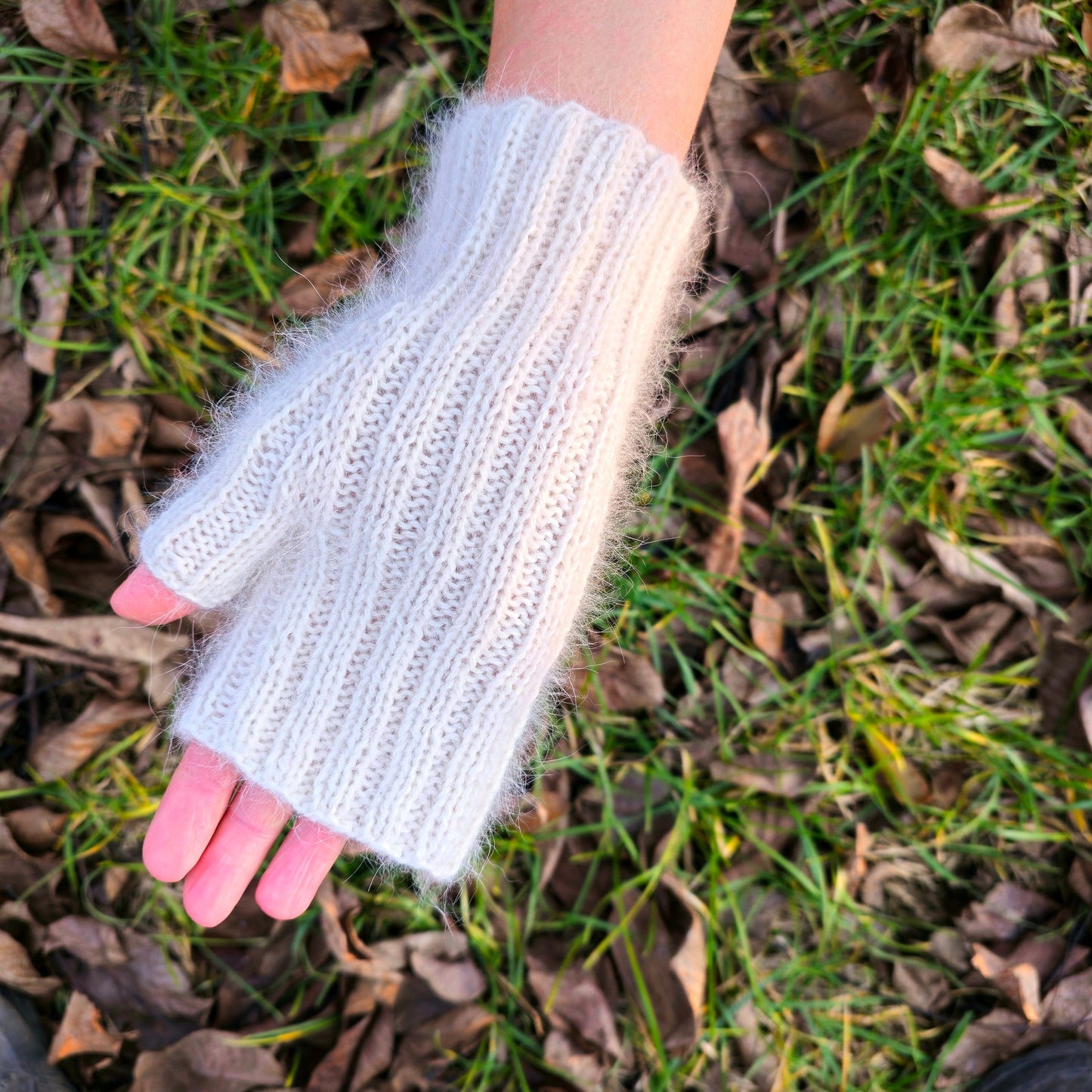 White Stretchy Fingerless Gloves, Texting Driving gloves