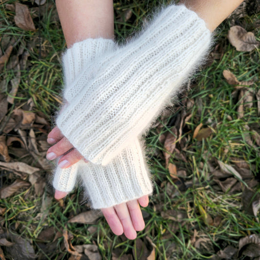 White Stretchy Fingerless Gloves, Texting Driving gloves