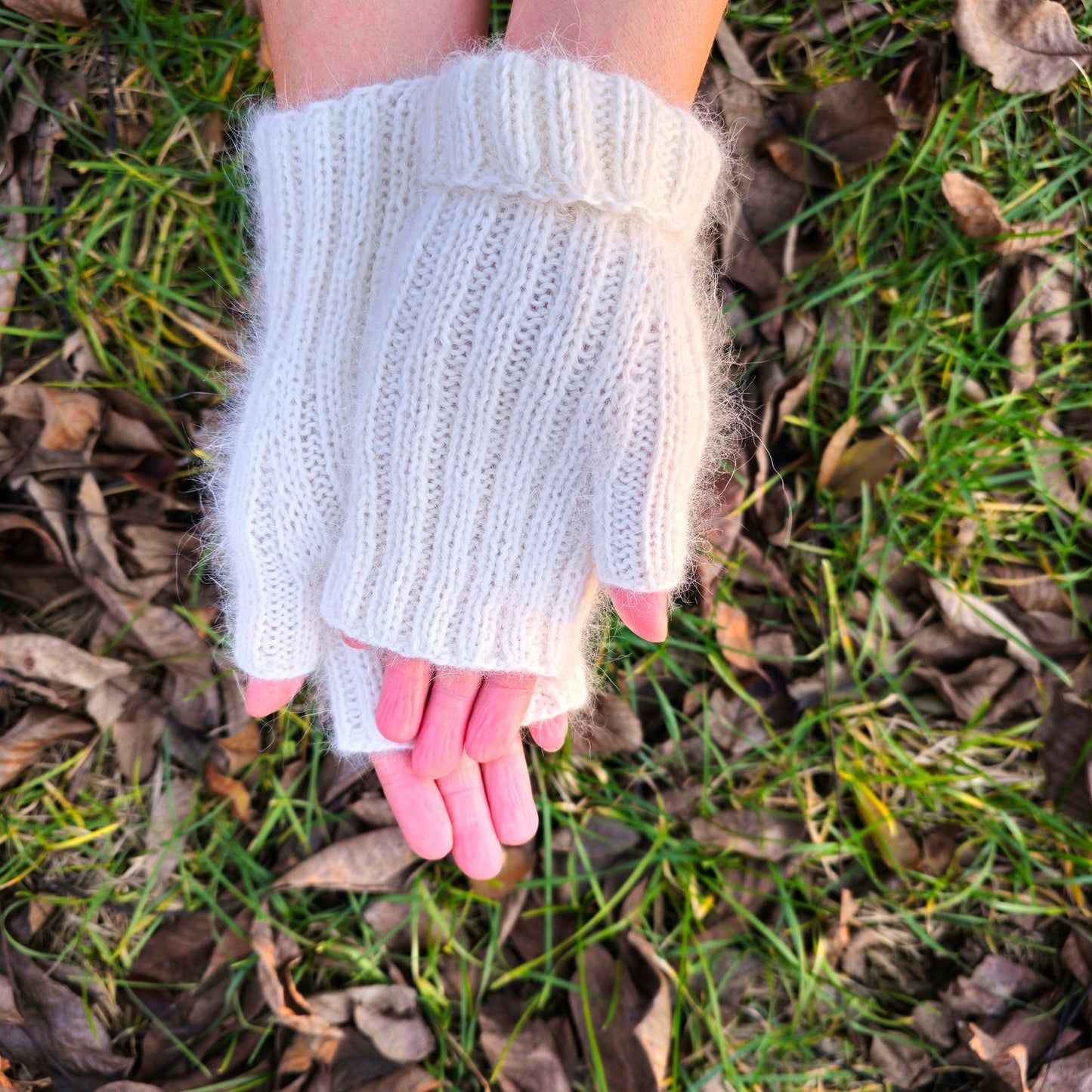 White Stretchy Fingerless Gloves, Texting Driving gloves