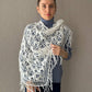 White Crochet Fringe Triangle Shawl, Bridal Shoulders Wrap