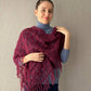 Burgundy Red, Ivory Crochet Fringe Triangle Shawl