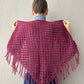 Burgundy Red Crochet Fringe Triangle Shawl