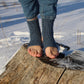 Blue-Grey Yoga Socks with Wheat Japanese Pattern, Minimalist Knitted Socks