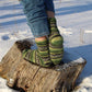 Ribbed Socks with Green and Black stripes