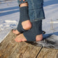 Blue-Grey Yoga Socks with Wheat Japanese Pattern, Minimalist Knitted Socks