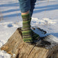 Ribbed Socks with Green and Black stripes