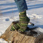 Ribbed Socks with Green and Black stripes