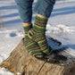 Ribbed Socks with Green and Black stripes