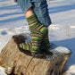 Ribbed Socks with Green and Black stripes