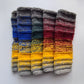 Colorful Ribbed Wool Socks, Autumn Tones Striped Knit Socks