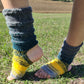 Colorful Ribbed Wool Socks, Autumn Tones Striped Knit Socks