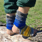 Colorful Ribbed Wool Socks, Autumn Tones Striped Knit Socks