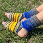 Colorful Ribbed Wool Socks, Autumn Tones Striped Knit Socks