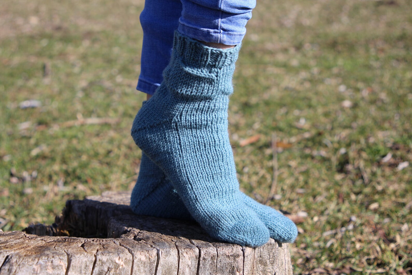 Unique Blue Casual Socks with Tiny Pockets, Soft Wool Blend socks