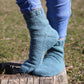 Unique Blue Casual Socks with Tiny Pockets, Soft Wool Blend socks