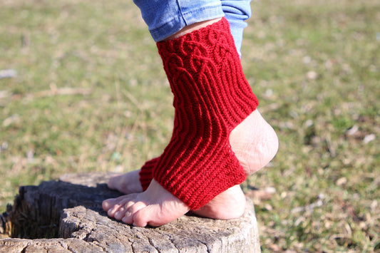 Flip Flop Socks, Cable Knit Toeless Socks, Knitted Pedicure Socks