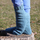 Unique Blue Casual Socks with Tiny Pockets, Soft Wool Blend socks