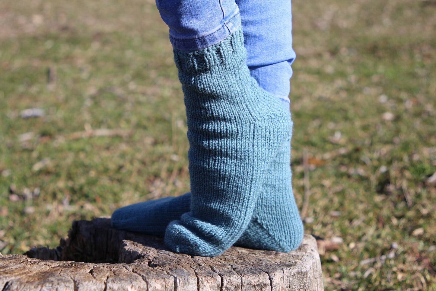 Unique Blue Casual Socks with Tiny Pockets, Soft Wool Blend socks