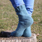 Unique Blue Casual Socks with Tiny Pockets, Soft Wool Blend socks