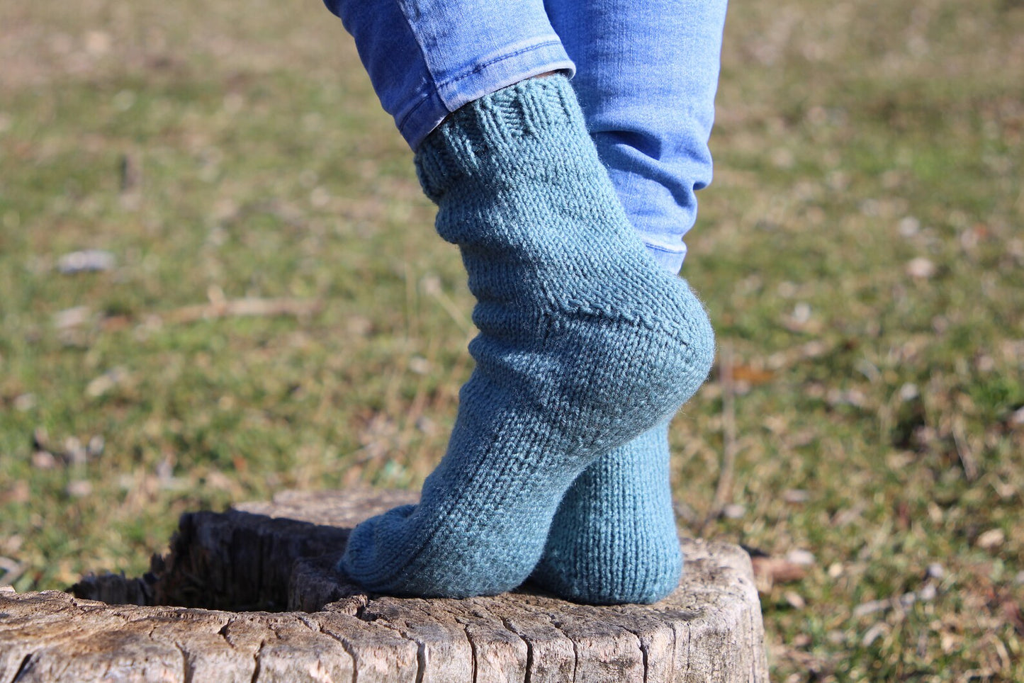 Unique Blue Casual Socks with Tiny Pockets, Soft Wool Blend socks