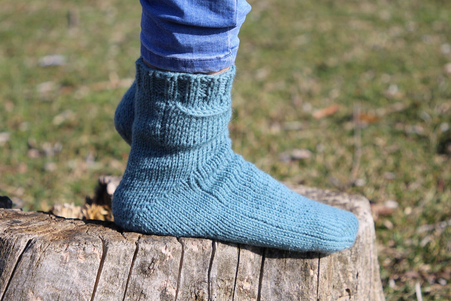 Unique Blue Casual Socks with Tiny Pockets, Soft Wool Blend socks