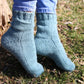 Unique Blue Casual Socks with Tiny Pockets, Soft Wool Blend socks