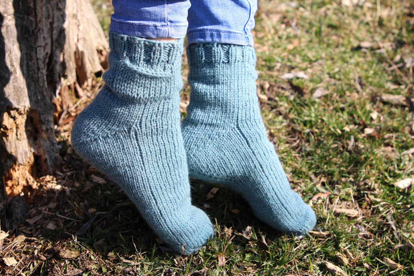 Unique Blue Casual Socks with Tiny Pockets, Soft Wool Blend socks