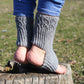 Yoga Socks with Elegant Cable Pattern, Non-Slip Heelless Pilates Socks