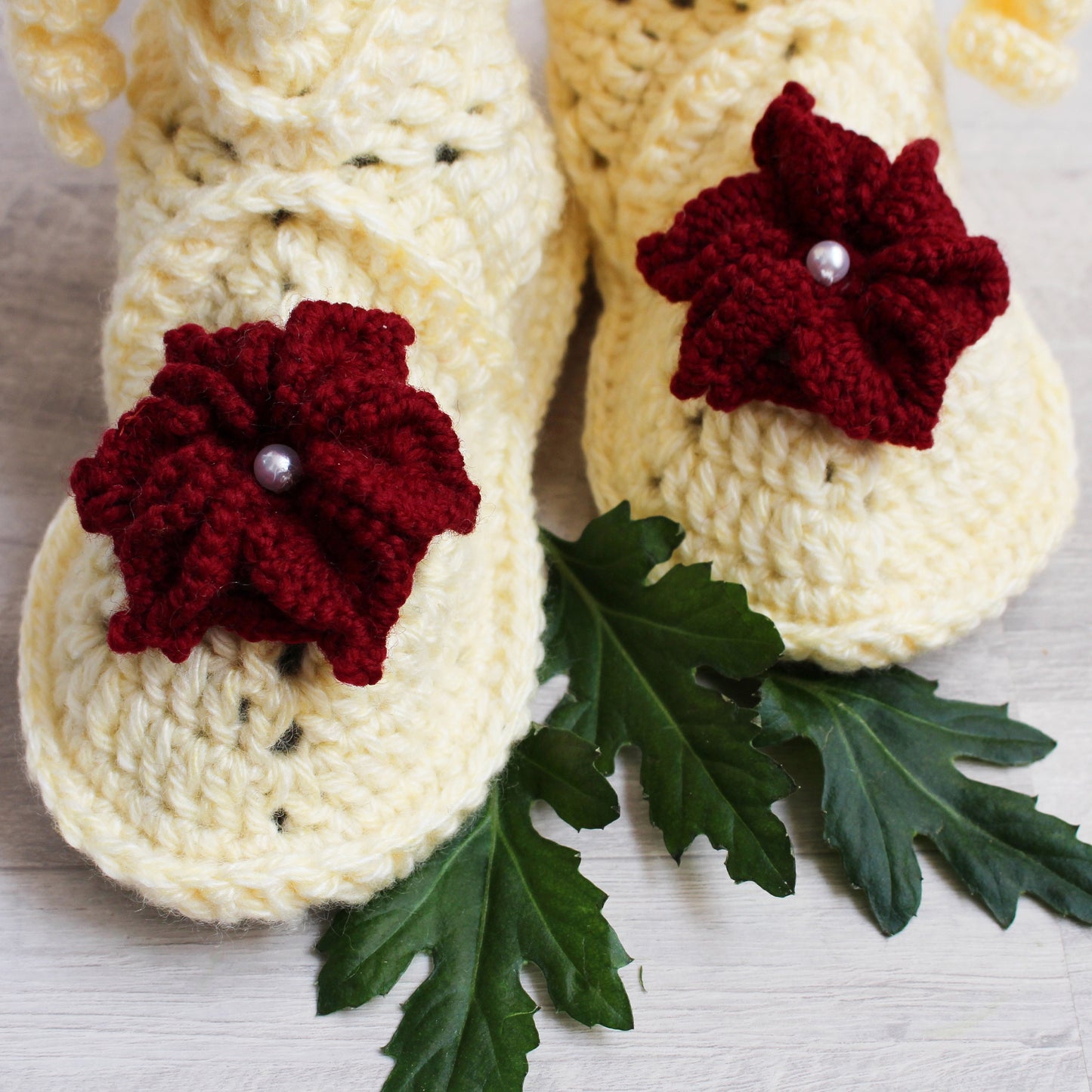 Cozy crocheted slipper boots