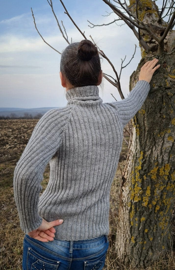 Long Sleeve Wool Sweater, Casual Soft Jumper, Turtleneck Sweater