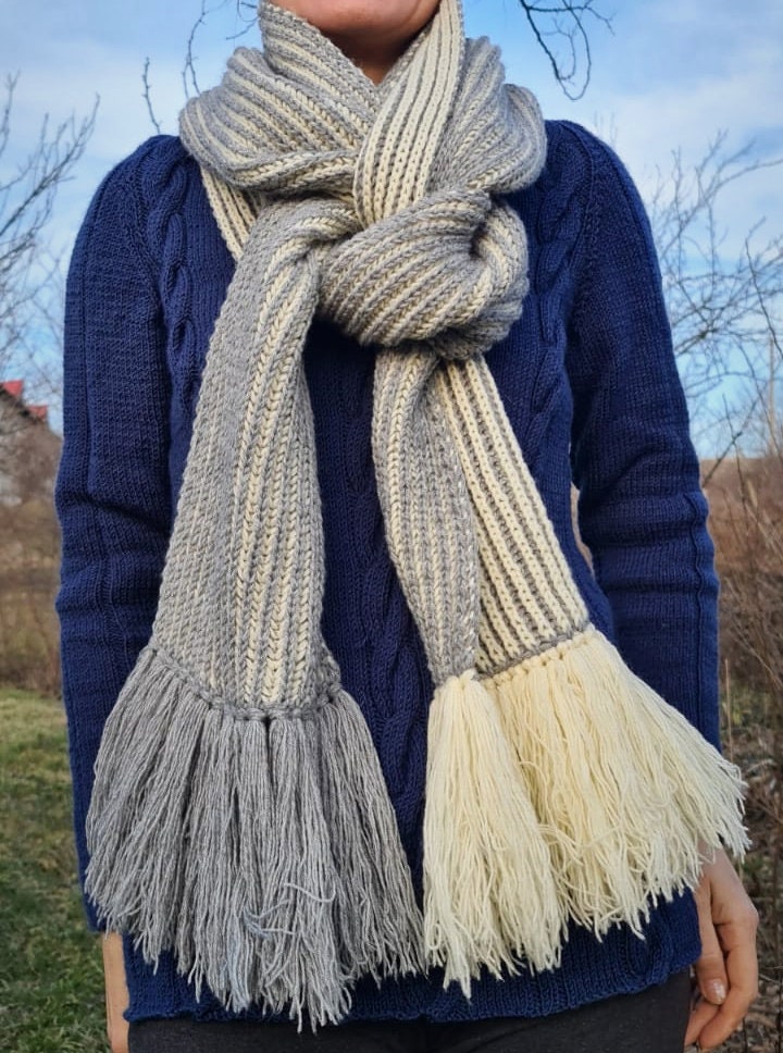 Double Sided Extra Long Chunky Tassel Scarf