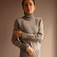 Stretch Knit Turtleneck Sweater, Cotton Pullover, Capsule wardrobe sweater